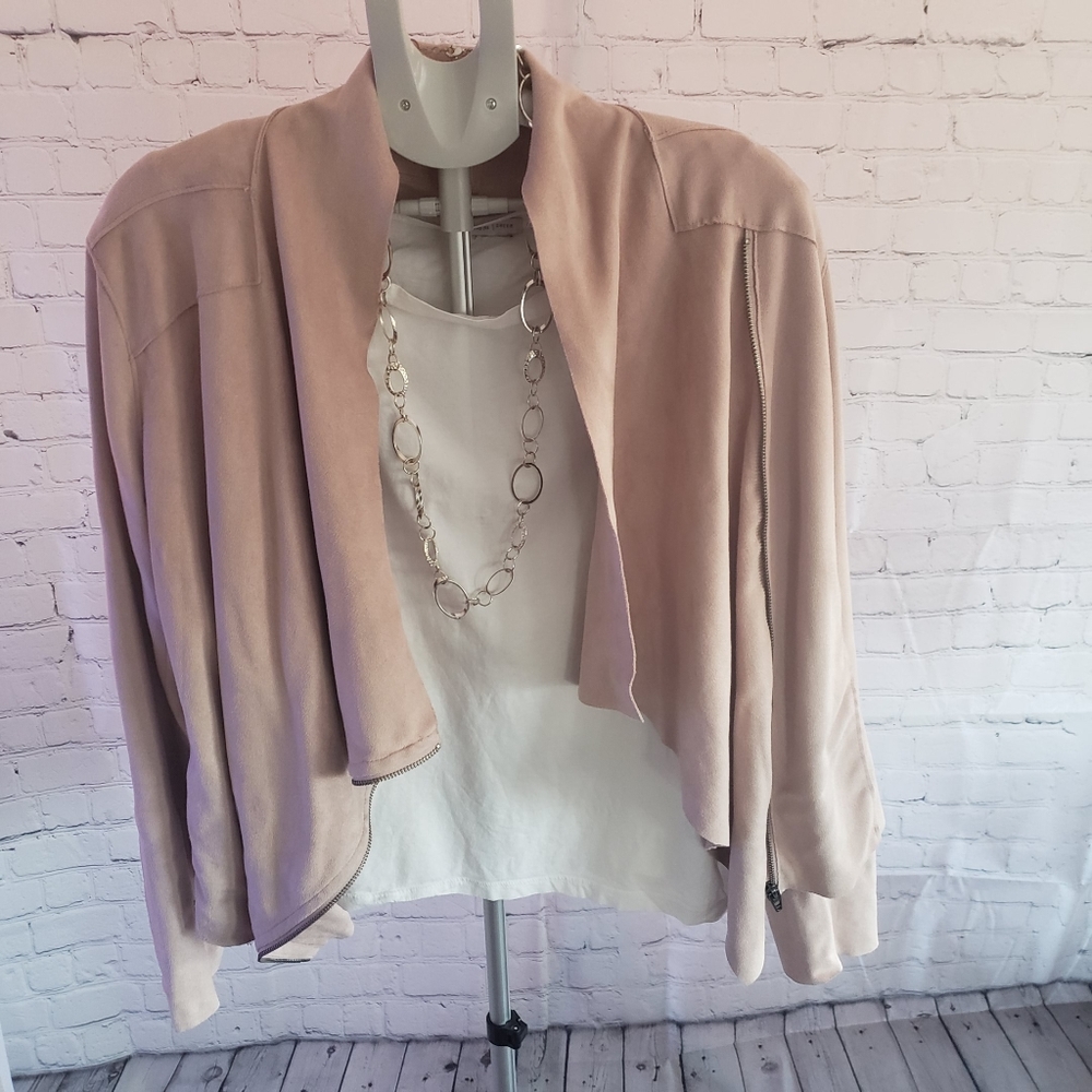 Blank NYC Drape Front Faux Suede Dust Rose Jacket XXL